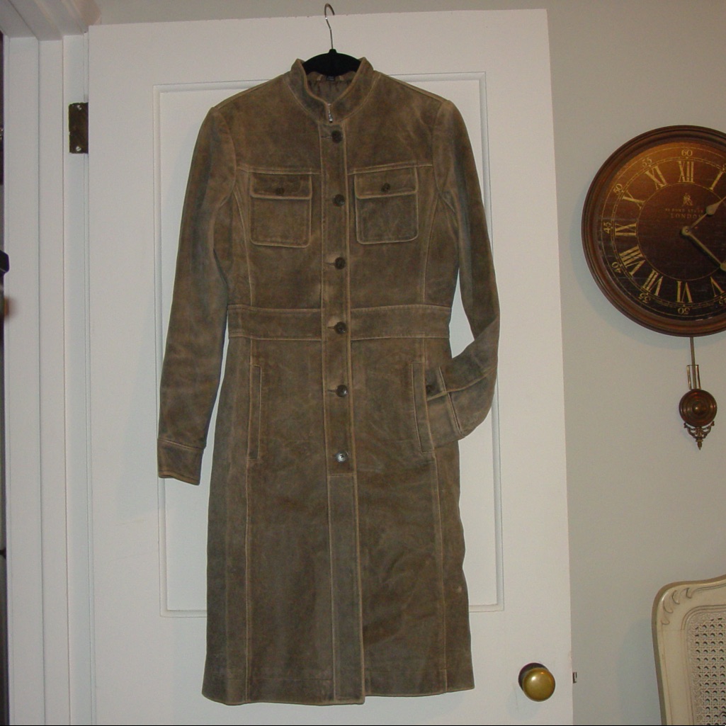 Green/Gray/Khaki Suede Coat Size Xs